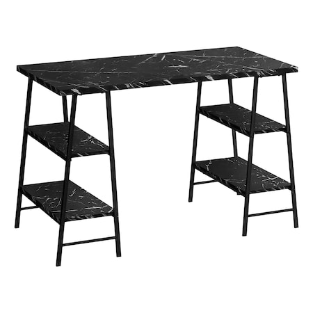 Monarch Specialties Computer Desk, Home Office, Laptop, Storage Shelves, 48"L, Work, Metal, Laminate, Black Marble Look I 7528
